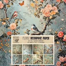 디커플리지 페이퍼 팩(24매 6 x6 ) 히페 플로럴 빈티지 스타일의 공예 및 스크랩북용 패턴