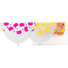 파티 장식 6입구성 칼라 라운드 고양이 풍선 투명 30cm