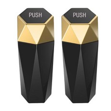 미니 자동차 쓰레기통 다목적 자동차 인테리어 쓰레기 보관 밀봉 케이스 자동차 침실 사무실용 쓰레기 봉투 30 개 포함 1 쌍, 1)Gold 2PCS