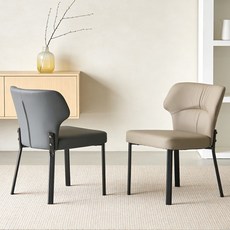 쿠리브 가정용 편안한 식당 의자 캐주얼 가죽 식탁의자, 2개, 카키색(411)