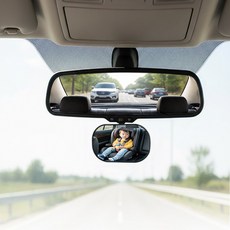 판다미 유아 보조 룸미러 보조거울, 1개, 부착형, BK_부착형