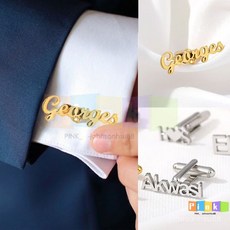 外貿高檔DIY名字定製男士袖扣婚禮禮物丈夫禮物法式複古袖扣, 金色（保色2-3年）,常規款, 1個