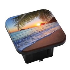 Swono 견인 히치 커버 영국 국기 빈티지 국기 트레일러 튜브 플러그 캡 범용 핏 5.1cm(2인치) 리시버 픽업 트럭 SUV 자동차용 337799, 선셋 시사이드