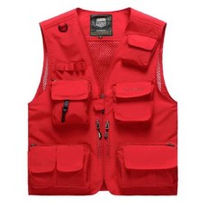 케이마켓 다용도 멀티포켓 조끼작업 낚시 등산 배달용 15포켓 9컬, XXL, 레드