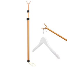 Yardwe 1pc Telescopic Clothes Pole Aluminum Alloy Adjustable Clothes Hook Pole for Home Use Gold