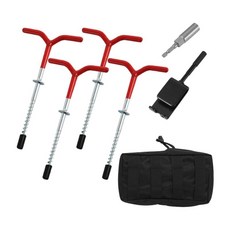 YSSHOP 4개 아이스 앵커 드릴 어댑터 아이스 낚시 앵커 장비 재사용 가능 나사산 텐트 페그 그라운드 네일 낚시 앵커, 금속, 소켓 포함