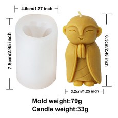 INS可愛小和尚香薰蠟燭矽膠模具，DIY石膏樹脂擺件模具，台灣發貨, 可愛小和尚蠟燭模-5