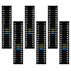 Xthrotsenk 6피스 온도 스티커 스트립 어항 온도계 수족관 스티커 읽기 쉬운 16-50°C(33-122°F) 테라리움 접착 수온 테스트 수족관용(9cm x 2cm, Xthrotsenk 6피스 온도 스티커 스트립 어항 온