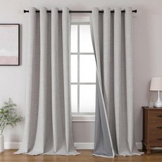 Joydeco 암막 커튼 길이 274.3cm(108인치) 패널 2개 침실용 커튼 . 블랙 아웃 텍스처 열 드레이프 프라이버시 보호 2개 세트(너비 132.1cm(52인치)