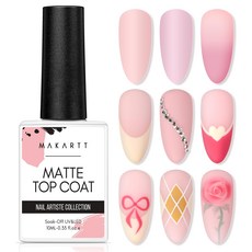 Makartt Matte Gel Top Coat Soak Off No Wipe Long-Lasting Matte Finish Top Coat for Nail Art Pro, 1개, 매트 탑 코트