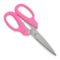 일본 칼라 양손가위 195mm 다용도 톱니 방산가위 방산시장, 분홍, 1개