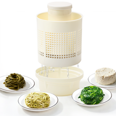 Gaayou 야채 탈수기 오이지 짤순이 음식 야채짤순이 다용도 만능 나물 두부 과일 물기 제거기 캠핑 주방용, 1세트, 아이보리