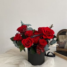 Floraflower 艷陽紅祝賀永生花盆花 〖祝賀禮物〗精美開幕盆花 入厝盆花 喬遷盆花 新居擺飾 居家升遷禮