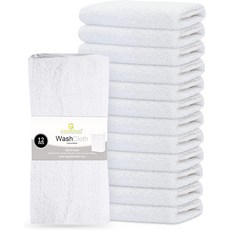 골드 텍스타일 12팩 이코노미 화이트 행주 세트12x12인치 - 코튼 블렌드 상업용 등급 청소용 헝겊 빠른 건조 및 부드러운 얼굴 천 욕실 스파 헬스장 주방용 핑거팁 타월, 12