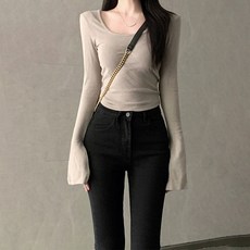 빛나는 판다 독특 블라우스 티셔츠 긴팔 여춘추 독특 절미 여자 매운 상의