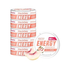 GRINDS 에너지 파우치 - 천연 카페인 비타민 B 무설탕 및 0칼로리 포함 각 파우치에 사워 6팩 캔당 15파우치, Peach