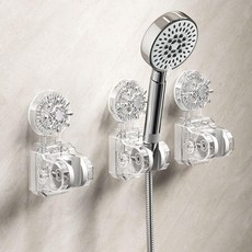 家用花灑支架 固定神器 淋浴噴頭掛座, 冰透白 吸盤免打孔*秒安裝 一個裝,多功能花灑架 可任意移動
