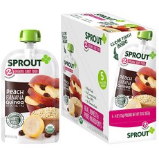 스프라우트 어린이 스무디, 6개입, 복숭아 + 바나나 + 퀴노아 + 건포도(Peach + Banana + Quinoa + Raisin)