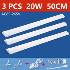 Led 바 빛 프로필 10W 20W Led 스트립 T5 튜브 주방 실내 조명 30cm 50cm 벽 램프 조명 부엌 캐비닛 AC85-265V, 3PCS 20W 50CM, [02] Cold white