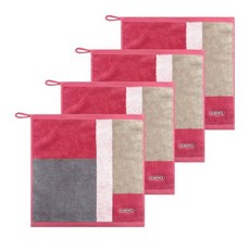 송월타월 컬러 에이드 고리 핸드타올, 4개, 레드