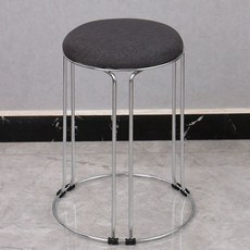 화장대 의자 거실 북유럽, 다크그레이 리넨 6기둥 실버 프레임