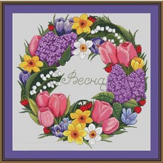 ZZ1706 DIY Homefun 크로스 스티치 키트 패키지 크로스 스티치 키트 계산 새로운 인쇄되지 않은 크로스 스티치 페인팅 크리스마스 화환, 18CT, 1개