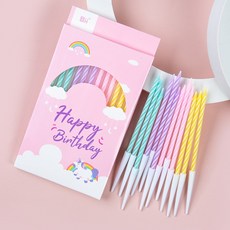 金利來 細長螺旋生日蠟燭 派對蛋糕裝飾, 1個, 馬卡色_(不含運)未滿佰元不出貨