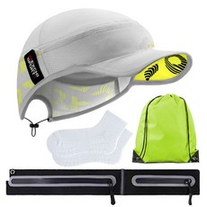 진텍스 런닝 비기너 패키지 B세트 러닝 벨트 모자 스포츠양말 스트링백 러닝용품, 그레이, 1개