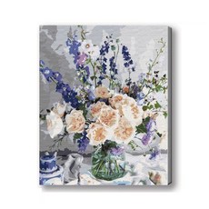 MANTO 台灣製造 大尺寸 50x65cm DIY數字油畫 花海花卉風景 初學者專用, 千嬌百媚, 1套