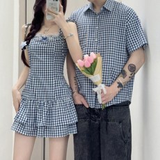 커플 시밀러룩 셔츠 드레스 바캉스 웨딩촬영 반팔 긴팔 하와이안 여행 패밀리룩 휴양지 원피스