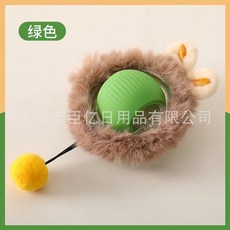 셀프 무빙 캣볼 동물 저소음 고양이 공놀이 강아지 장난감 반려견 반려묘 실내 놀이, E. 털실 그린, 1개