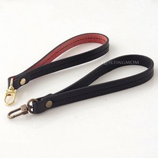 퀼팅맘 국내생산 소가죽 클러치 손목 가방 파우치 스트랩 가죽손잡이끈, [실버] 블랙/블랙(엠보), 1개