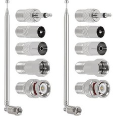 2개 세트 FM 라디오 텔레스코픽 안테나 75옴 F 타입 수컷 플러그 어댑터 포함 실내용 FMAM 탁상 TV 하이파이 AV 스테레오 수신기 미니 시스템, 2개 세트 FM 라디오 텔레스코픽 안테나 75옴 F 타