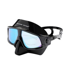 마린스쿠버 프리다이빙마스크 스쿠버마스크 스피어피싱마스크 다이빙마스크 수상스포츠마스크 해병대마스크 스노클 잠수경 물수경 수경, 블랙(케이스포함)