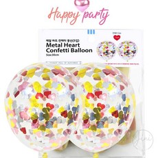 JINI 투명 라운드 컨페티 풍선 30cm 하트 5개입 풍선꽃가루