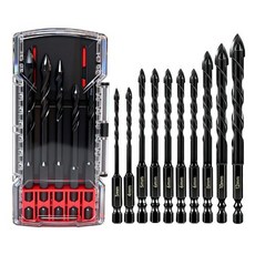 콘크리트 드릴 비트 고강도 4날 타일 드릴 기리 10개입 세트, 1세트