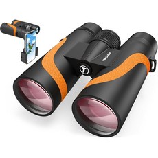 15X55 UHD 쌍안경 고출력 휴대폰 방수 관찰 어댑터 프리즘 BAK4 시야 넓은 포함, 주황색.