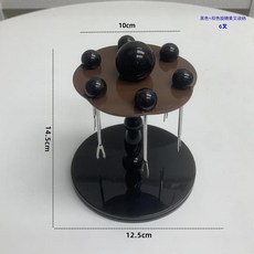 輕奢不鏽鋼水果叉套組 可旋轉收納架, 黑 棕旋轉果叉收納架帶6叉, 1個