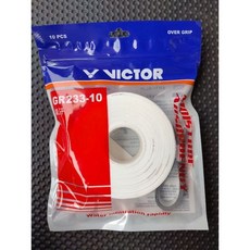 勝利VICTOR GR233-10 握把布10條裝 羽球拍握把布 薄握把布 吸汗止滑, 白色, 1個