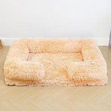 加厚寵物圓床貓咪沙發床貓窩狗窩睡墊, 1個, 卡其色+防水墊子套