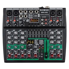 봄게 프로페셔널 DJ 오디오 믹서 4채널 블루투스 사운드 USBMP3블루투이 컴퓨터 입력 지원 256DSP 48V 팬텀 파워 스튜디오 스트리밍 녹음에 적합, 6-channels-06U