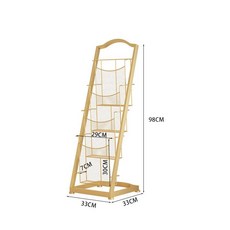 鐵藝報刊架雜誌架書報架資料架，多層書籍收納展示架，客廳臥室辦公室適用, 四層金色弧