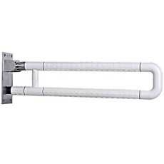 【抗菌尼龍材質】無障礙安全扶手 不鏽鋼ABS防滑廁所馬桶扶手 老人殘疾人助力欄杆, 白色, 1個