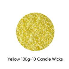 100g 눈송이 왁스 펄 컬러 크리에이티브 왁스 샌드 DIY 캔들 액세서리 프리미엄 샌드 페인팅 공예 용품, 05 Yellow 10Wicks