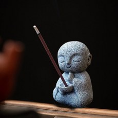 Jizo 스님 향 홀더 스틱 선 스님 향 버너 사암 부처님 향 스틱 홀더, 1pcs