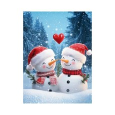 페인팅 크리스마스 모자와 스카프를 쓴 명의 눈사람 숫자 그림 그리기 집 꾸미기용 명절 선물, 1개, 3. 30x40 Full Round