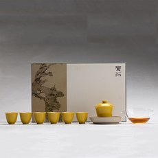 泡茶壺承功夫茶道器具茶具, 1個, 檸黃-君如雙線套組:如圖所示