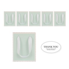 빛공 고급 선물 무지 미니 답례품 쇼핑백 종이가방 종이백 (스티커 포함), 6개, 민트