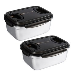 DZAT SUS 304 스텐 김치통 대형 래치락 밀폐용기 세트, 2개, 7.5L