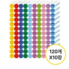 지니밸리 칭찬 스티커 10가지 색상 10장, 1200개, 방긋